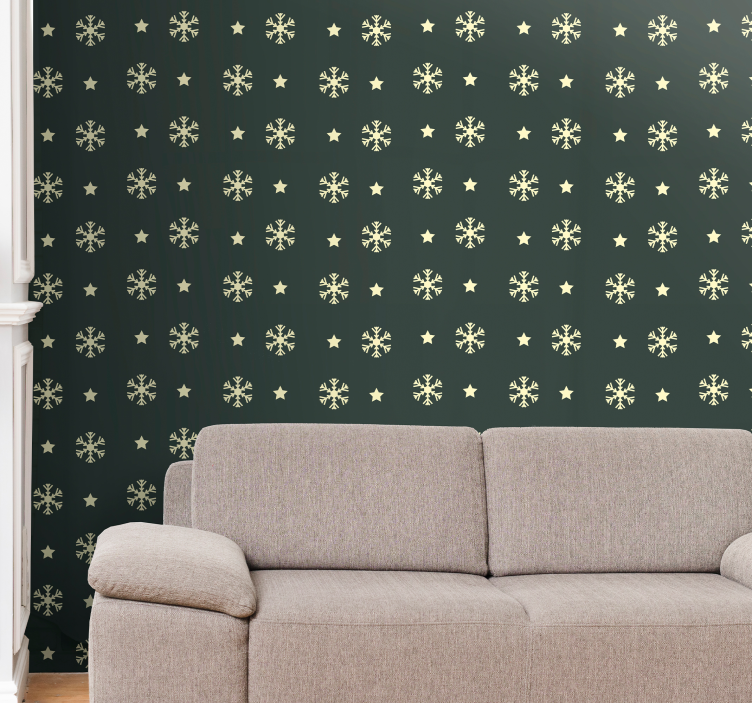 Green snowflakes Christmas Wallpaper - TenStickers