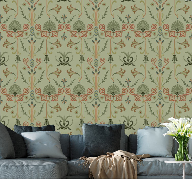 Green vine decor living area wallpaper - TenStickers