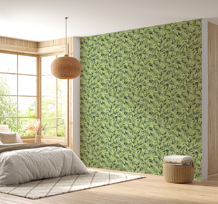 Greenery Wallpaper leaves wallpaper - TenStickers