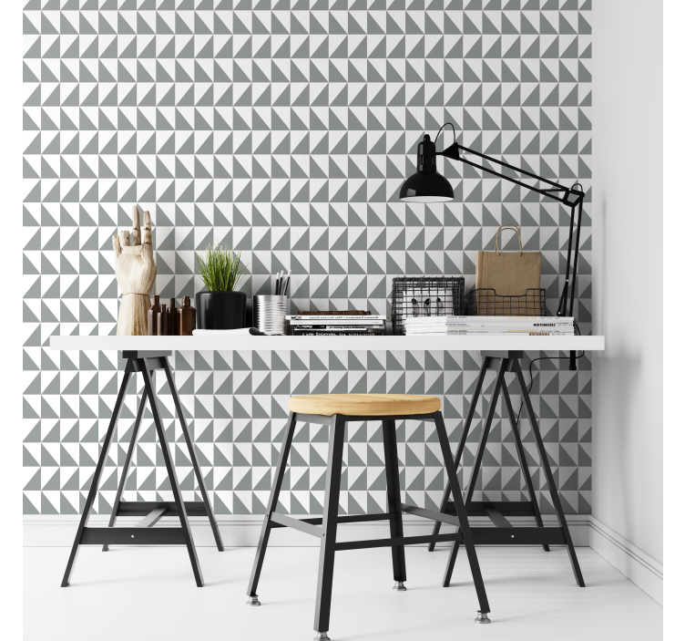 Grey geometric pattern wallpaper office - TenStickers