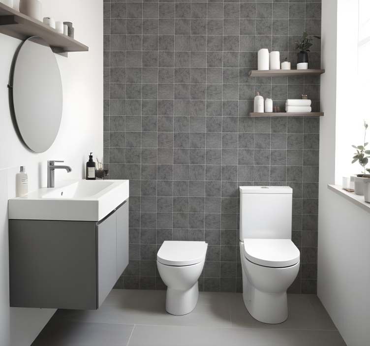 Grey shades tile effect wallpaper - TenStickers