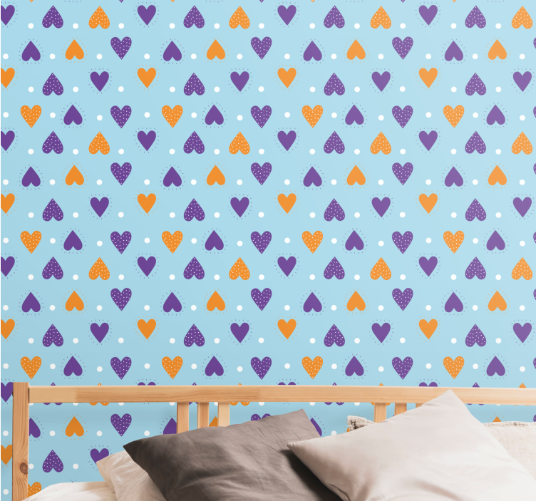 Heart Raindrops wall paper in bedroom - TenStickers