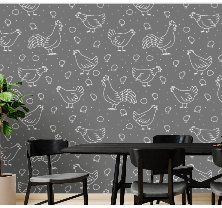 Hen Motif Pattern animals wallpaper - TenStickers