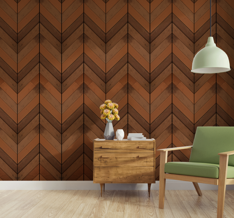 Herringbone Pattern wood effect wallpaper - TenStickers