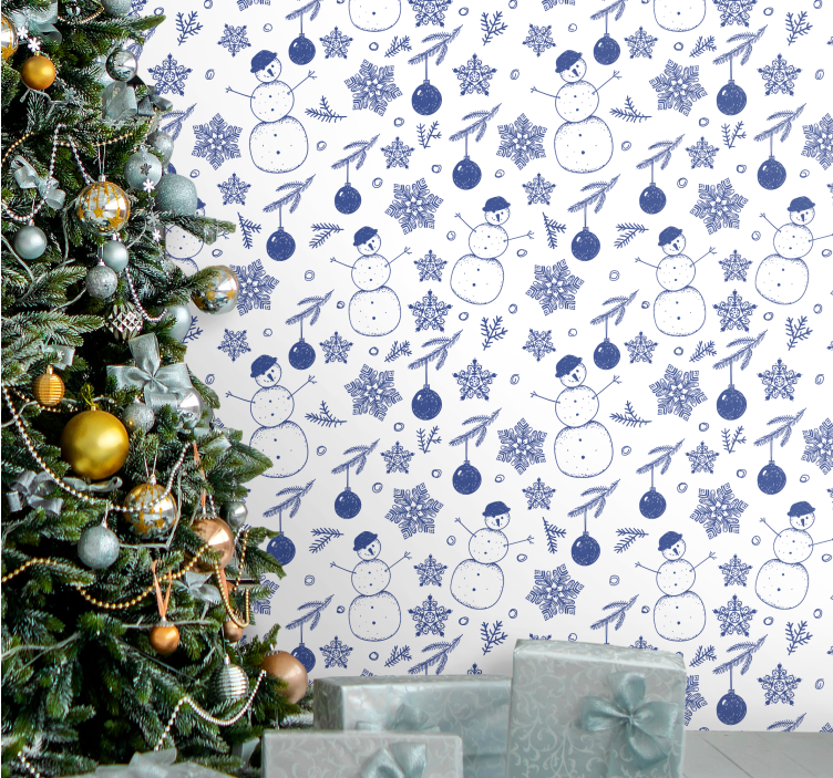 Holiday Snowmen Pattern holiday christmas wallpaper - TenStickers