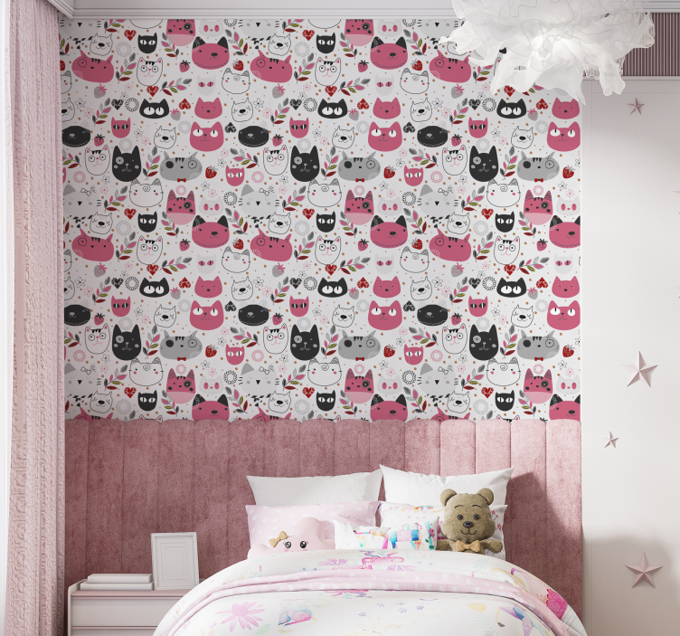 Illustrated cats Animal wallpaper - TenStickers