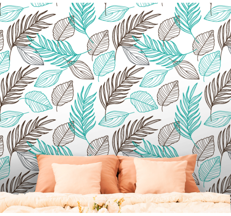 Illustrated Foliage Pattern leaves wallpaper - TenStickers