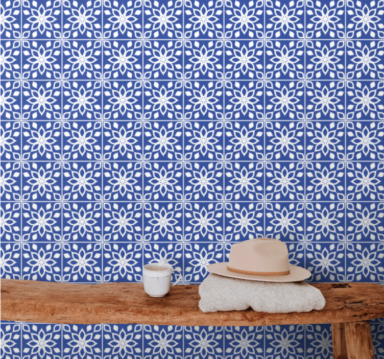 Azure mosaic tile effect wallpaper - TenStickers