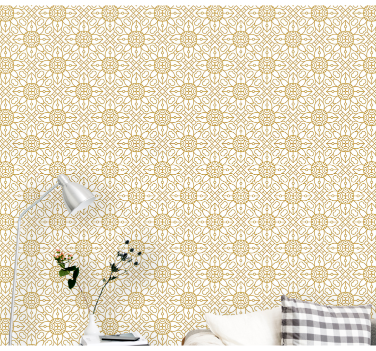 Intricate Tile Pattern living area wallpaper - TenStickers