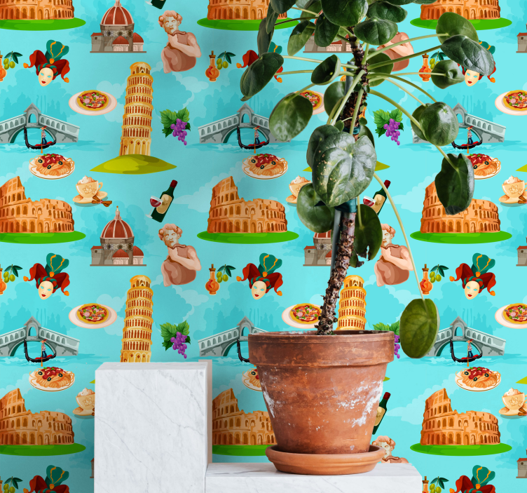 Italian cities icons modern Wallpaper - TenStickers