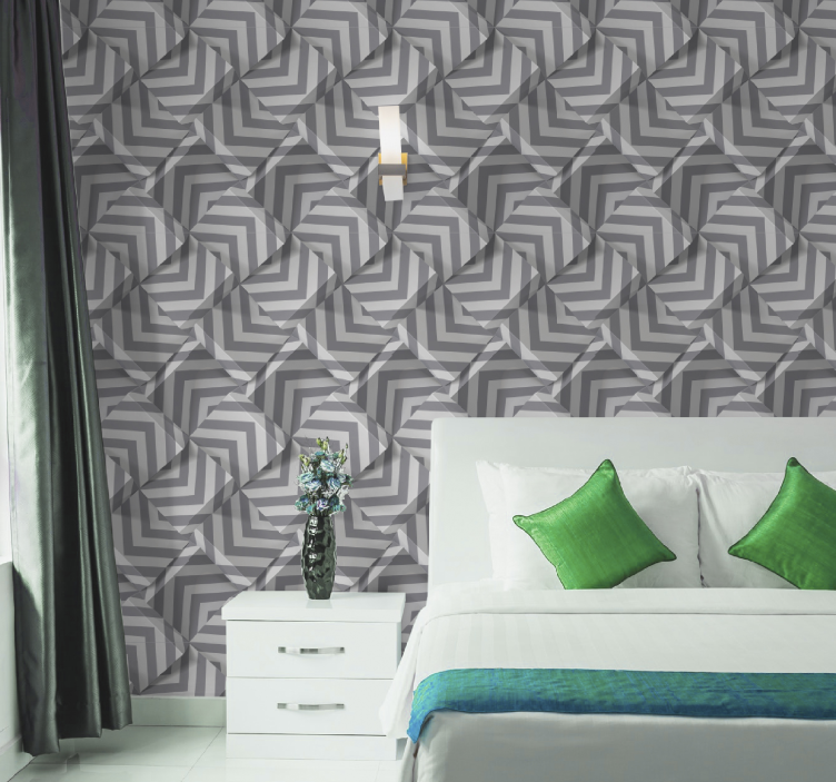 Layered Grey Patterns 3 d wall paper - TenStickers