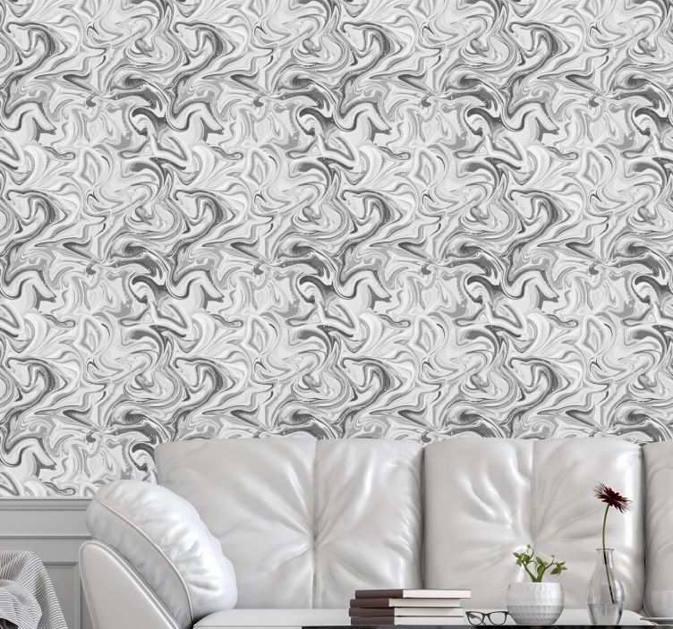 Gray Swirls marble effect wallpaper - TenStickers