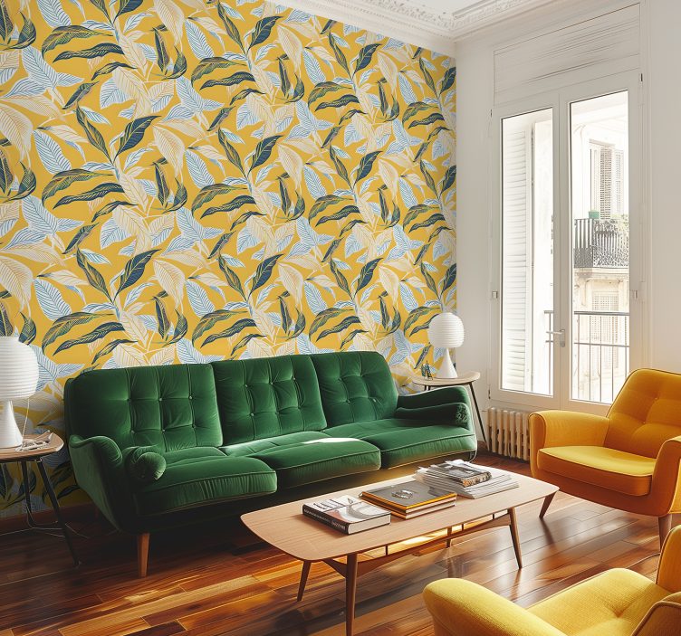 Mediterranean flora Yellow wallpaper - TenStickers