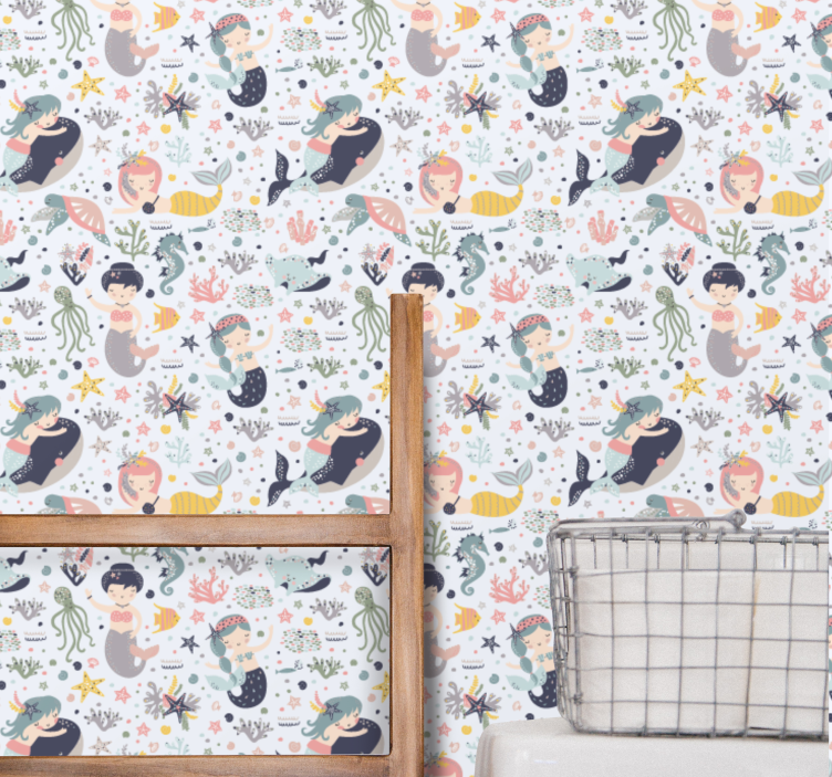 Mermaid Aquatic Friends nursery room wallpaper - TenStickers