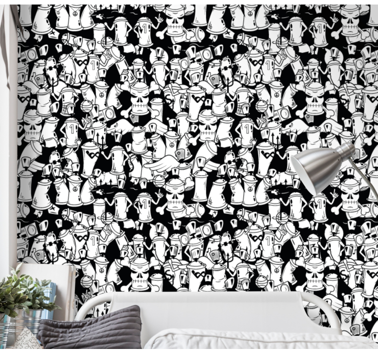 Monochrome Botanicals nature wallpaper - TenStickers