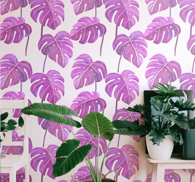 Monstera Deliciosa leaves wallpaper - TenStickers