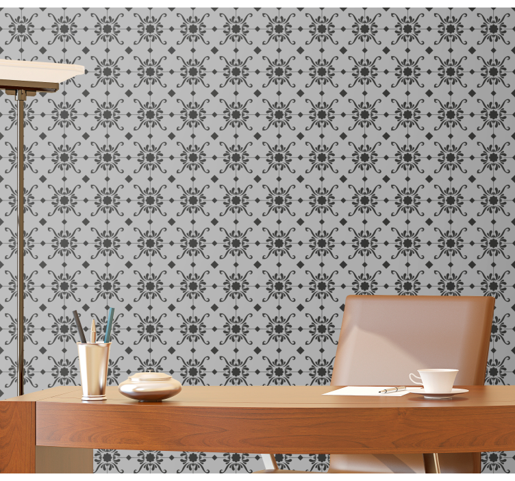 Moroccan grey pattern Textured Wallpaper - TenStickers