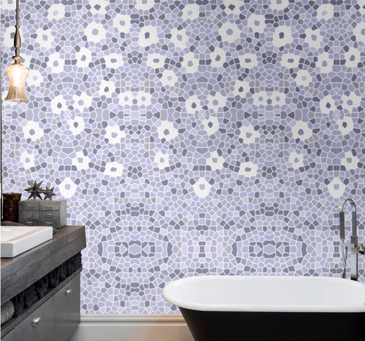 Mosaic Floral Pattern tile effect wallpaper - TenStickers