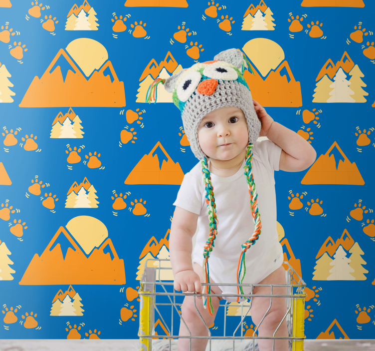 Mountain Bear Adventure nursery room wallpaper - TenStickers