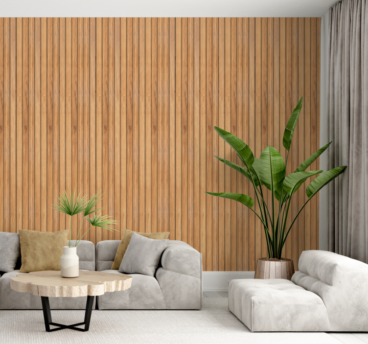 Vertical timber wood effect wallpaper - TenStickers