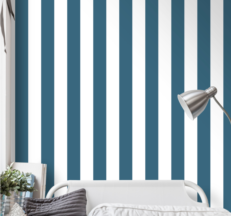 Navy vertical pattern wallpaper striped - TenStickers