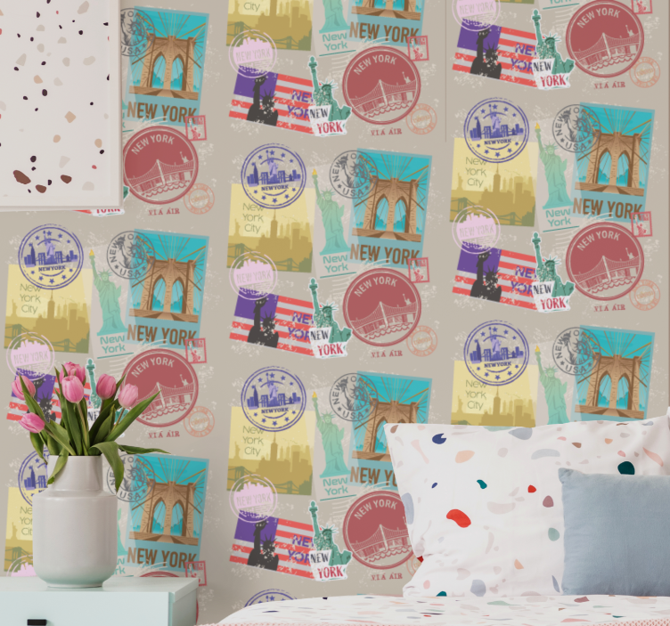New York Stamps wallpaper new york - TenStickers