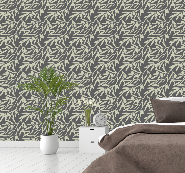Olive Branch Design leaves wallpaper - TenStickers