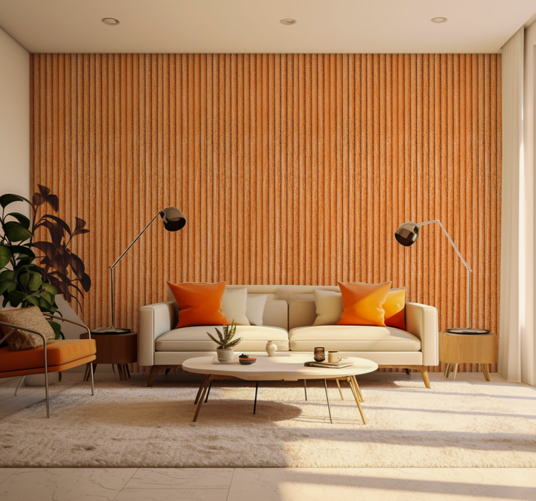 orange fabric living area wallpaper - TenStickers