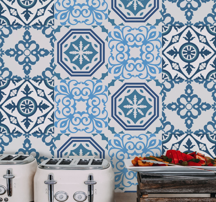 Ornamental Tile Pattern wallpaper effect tiles - TenStickers
