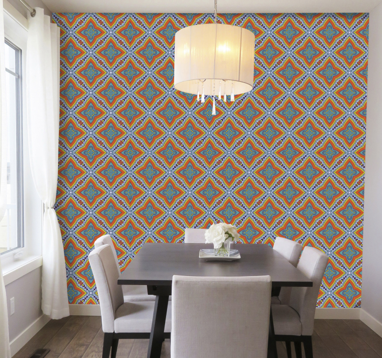 Ornamental Wallpaper colorful oriental style - TenStickers