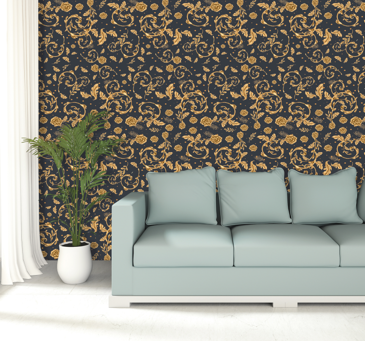 Ornate Florals floral wallpaper - TenStickers