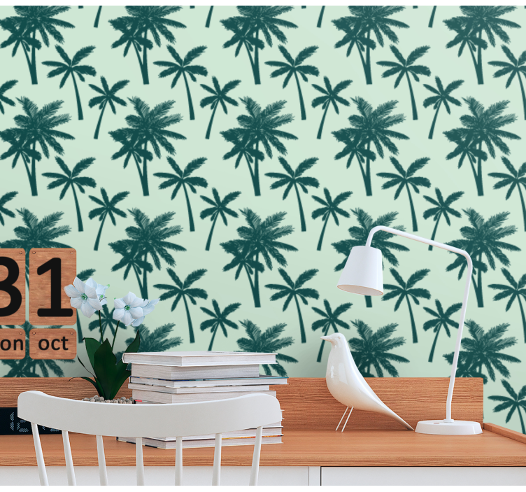 Palm Pattern Display wallpaper of a tree - TenStickers