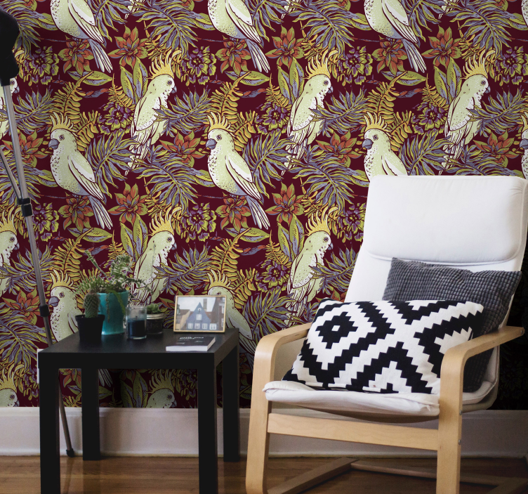 Parrot Botanical Motif parrots wallpaper - TenStickers