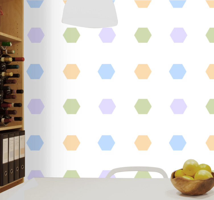 Pastel Hexagons wallpaper geometric - TenStickers