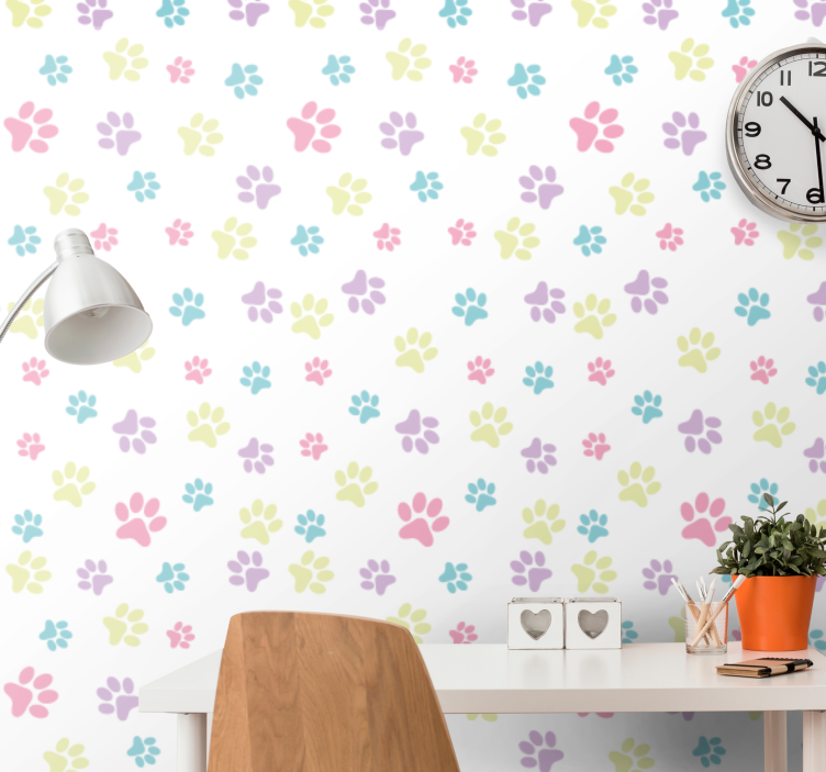 Paw Pattern Play cute dog wallpaper - TenStickers