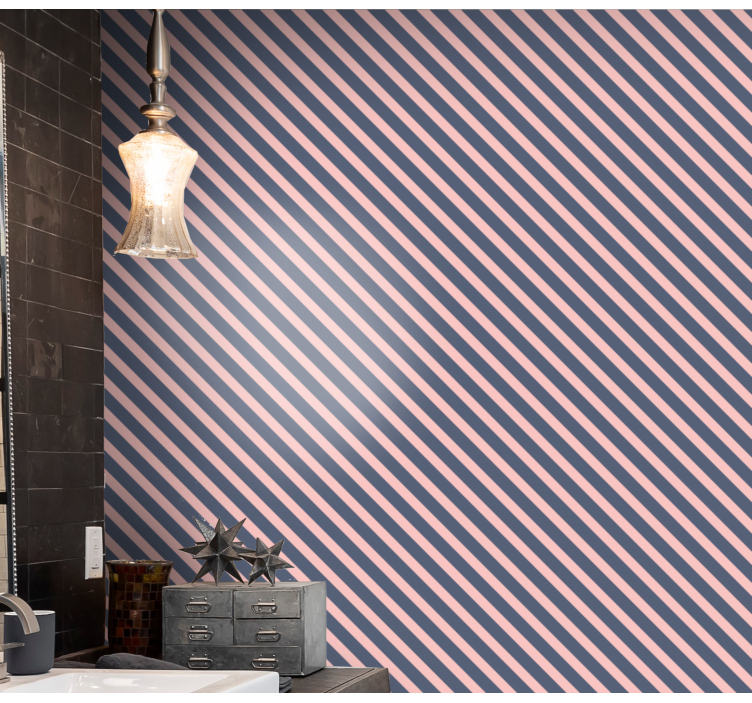 Pink and grey stripes vertical wallpaper - TenStickers