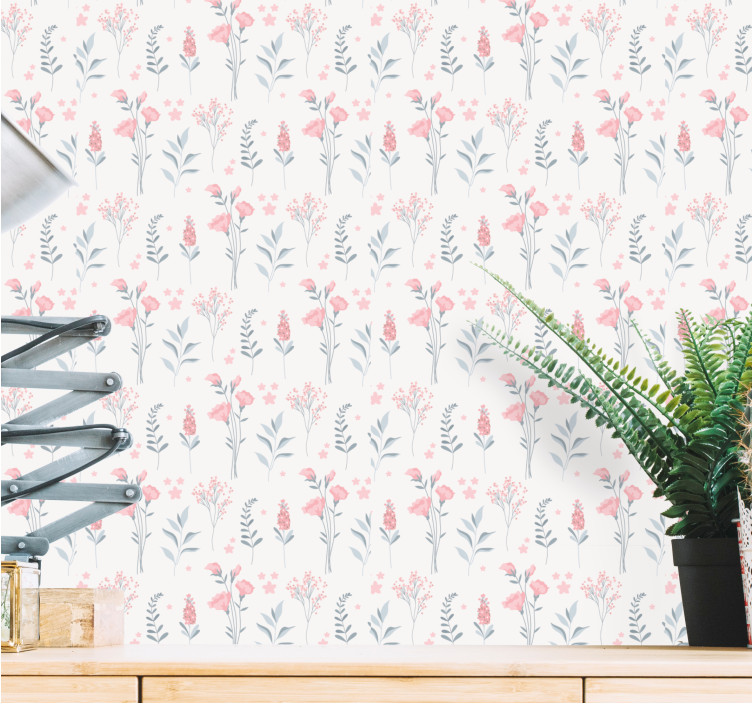 Pink blossom flowers Flower Wallpaper - TenStickers