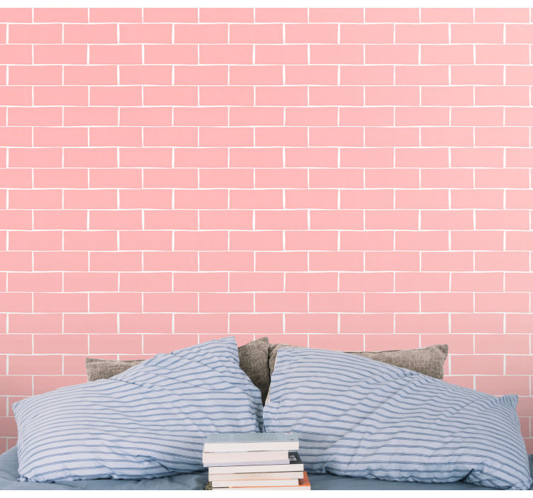 Pink Brick Pattern bricks wallpaper - TenStickers