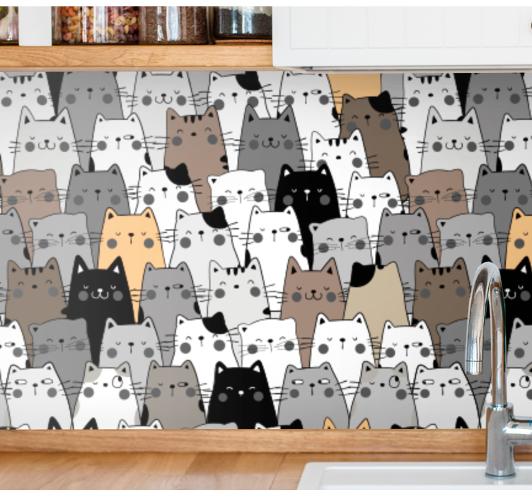 Playful Cat Patterns cats wallpaper - TenStickers