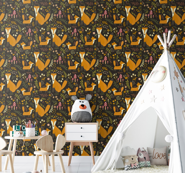 Nordic foxes animals wallpaper - TenStickers