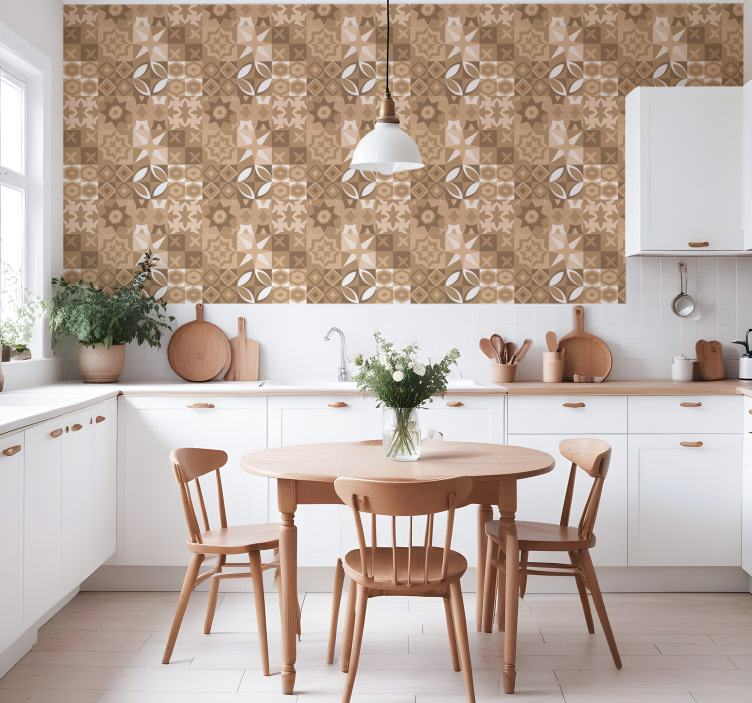 Portuguese beige tiles tile effect wallpaper - TenStickers