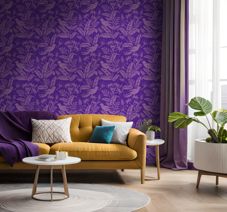 Purple Birds 3D Animal Wallpaper - TenStickers