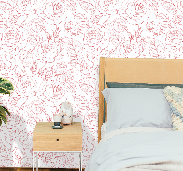 Red silhouette roses Flower Wallpaper - TenStickers