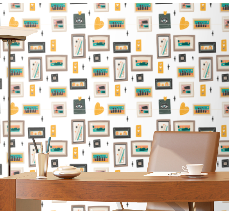 Retro Office Motifs wallpaper industrial - TenStickers