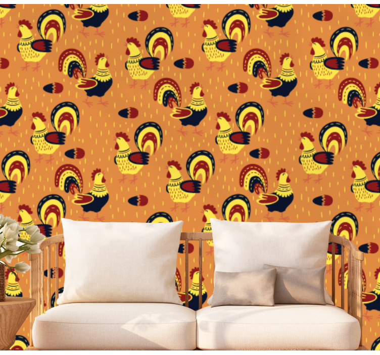 Rooster Pattern animals wallpaper - TenStickers