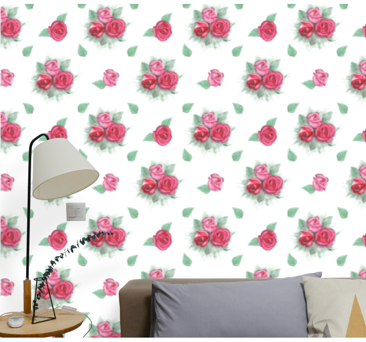 Rose Bouquet Pattern flowers wallpaper - TenStickers