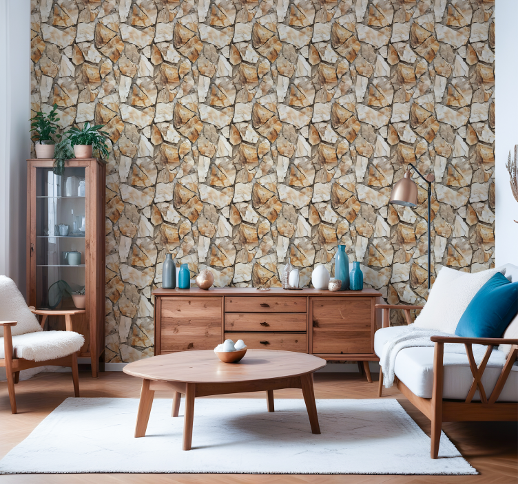 Rustic pattern stone effect wallpaper - TenStickers