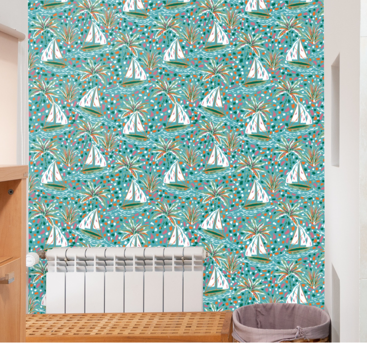 Sailing Motif nordic wallpaper - TenStickers