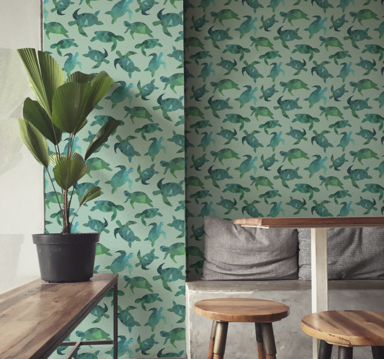 Sea turtles pattern animal wallpaper - TenStickers