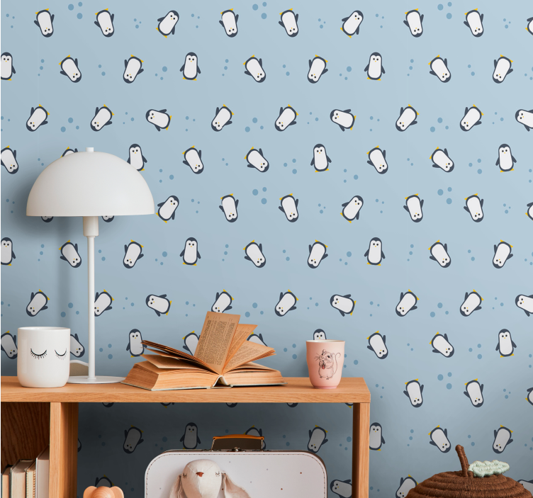 Seamless penguin pattern children's wallpaper - TenStickers
